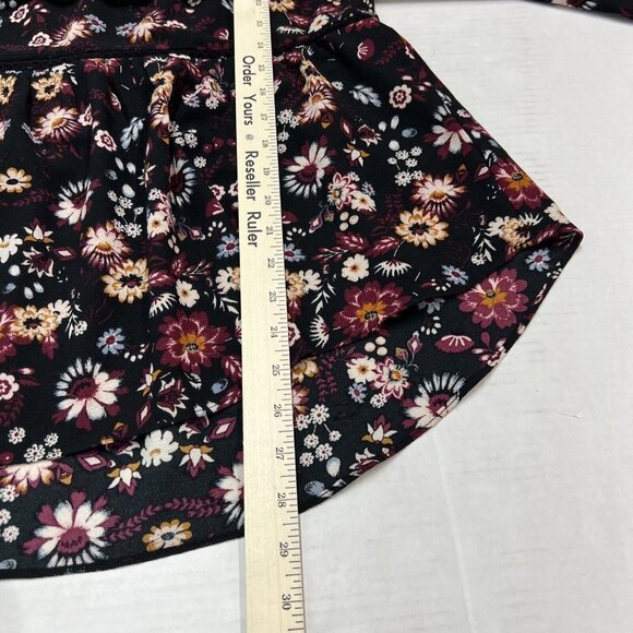 Artesia Womens XL Top Tunic Black Floral Crochet Detail Tie Back Flowy Boho - Picture 5 of 8